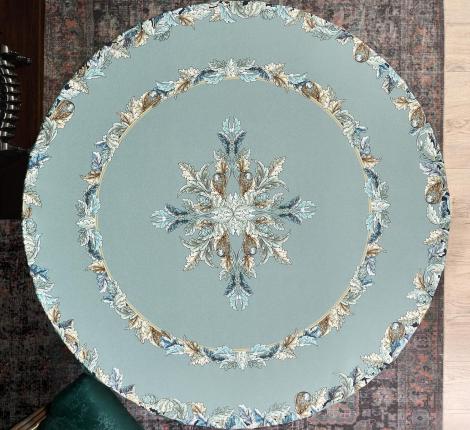 Скатерть круглая с пропиткой "ЛИСТЬЯ МОРРИСА" 150 см, синий