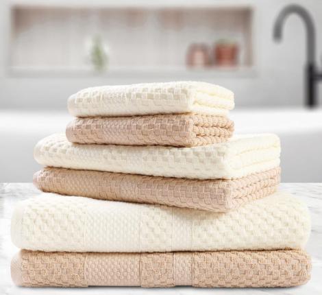 Набор полотенец AKAY "LAMA" 6 шт. (33*50-2, 50*80-2, 70*130-2), бежевый-кремовый