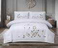 Постельное белье с вышивкой "листья на ветке" EFOR "COTTONI AD-02" Поликоттон, Евро