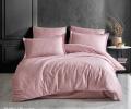 Постельное белье Clasy Satin Gizgili "DUZ RENK PUDRA", Евро