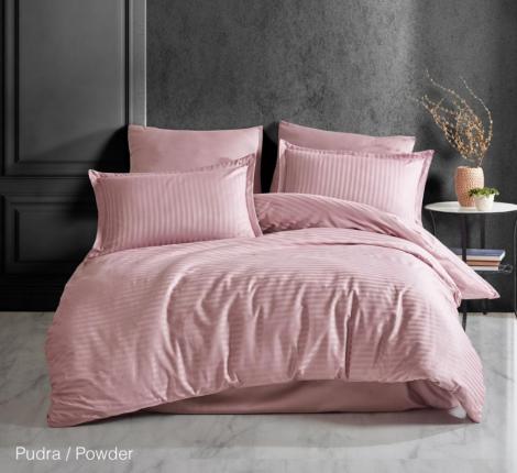 Постельное белье Clasy Satin Gizgili "DUZ RENK PUDRA", Евро