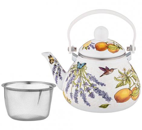 Чайник эмалированный со съёмным фильтром "ПРОВАНС ЛИМОНЫ", 1,3 л
