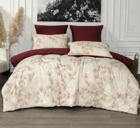 Постельное бельё с одеялом "Kazanov.A." Linen Batik (гранатовый лен) Сатин, Евро