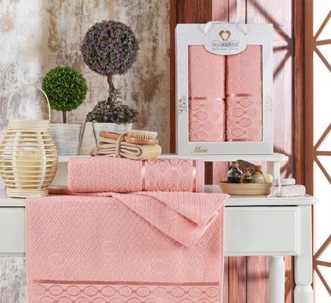 Комплект махровых полотенец "TWO DOLPHINS" (50x90/70х140) 2 шт. MEIS, пудра