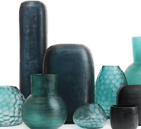 Ваза "YAVA XL" (темно-синий) стекло выдувное, высота 46 см