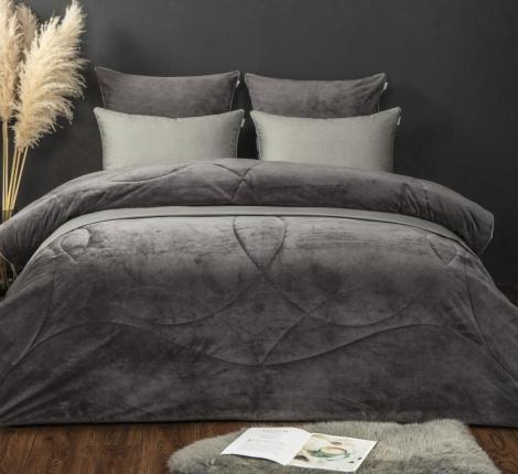 Постельное белье с одеялом "Kazanov.A." Хьюстон (графит серый жемчуг) Велюр/Egypt Cotton, Евро