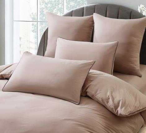 Постельное бельё "KARTEKS" сатин однотонный с кантом HK-03 (бежевый), 2 спальный