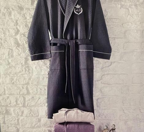 Халат мужской вафельный Maison D'or "KARIUS" синий, 3XL(54)/4XL(56)