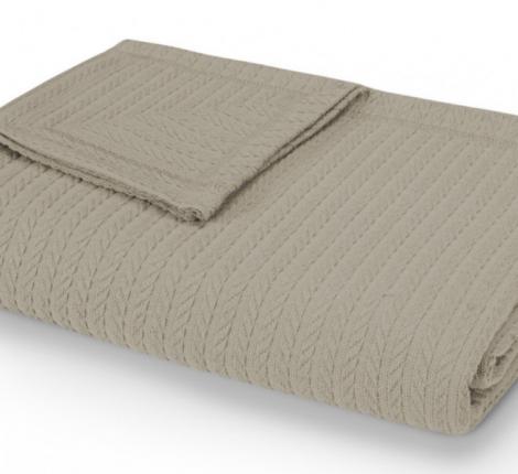 Плед-покрывало хлопковый "КОСА" светло-коричневый, 160х230