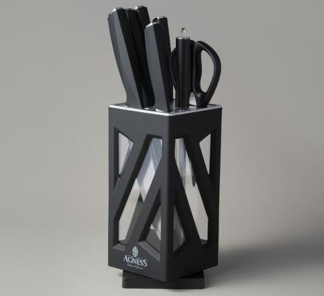 Набор кухонных ножей "AGNESS" 911-762 на вращающейся подставке, 8 предметов