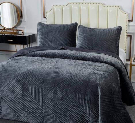 Покрывало "Sofi de Marko" Патрисия (антрацит 1) Велюр, 160х220