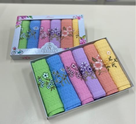Набор вафельных салфеток "AMBIELLA" ЦВЕТЫ, 40х60-6 шт.