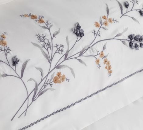 Постельное бельё "DANTELA VITA" сатин с вышивкой SEMENTA (антрацит), Евро