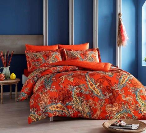 Постельное белье &quot;TAC&quot; Premium DIGITAL сатин DELUX MARISOL, 1,5 спальный, оранжевый