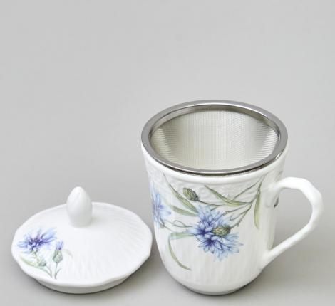 Кружка заварочная "ВАСИЛЬКИ" с крышкой и ситом, 350 мл