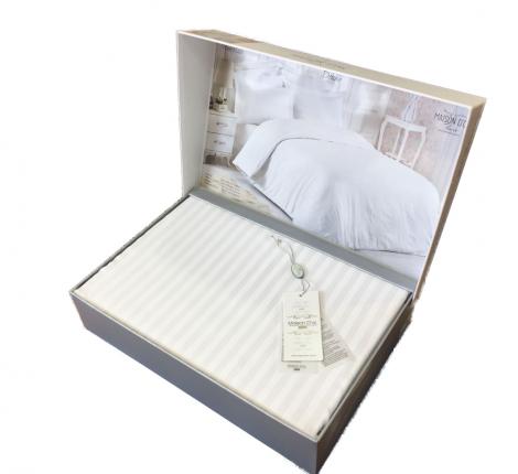 Постельное бельё "Maison D'or" NEW RAILS  Страйп-сатин Семейный, белый