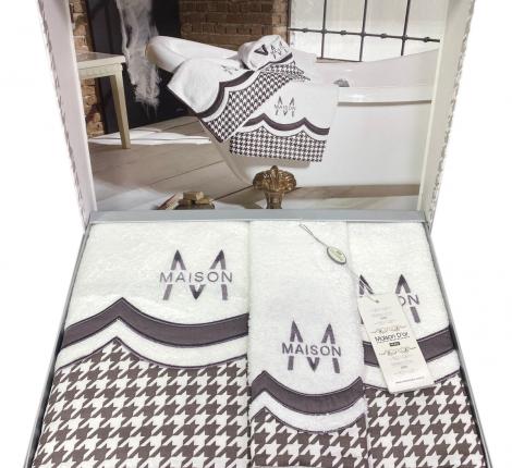 Комплект махровых полотенец 30x50-50x100-85x150 Maison D'or "LOWES", коричневый