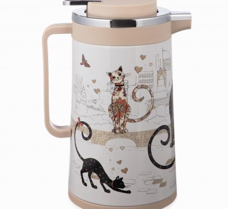 Термос со стеклянной колбой  "ПАРИЖСКИЕ КОТЫ", 950 мл