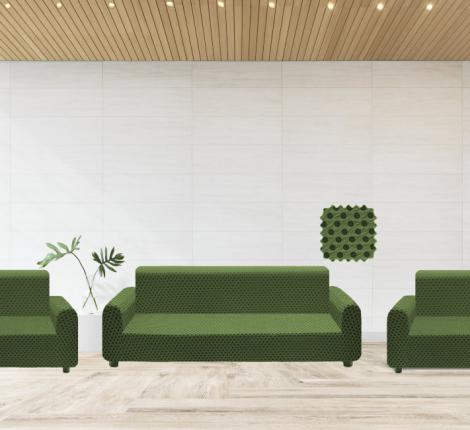 Комплект чехлов на 3-х местный диван и 2 кресла Karteks &quot;КРУГ&quot;, зелёный
