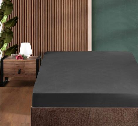Простынь сатин "DO&CO" на резинке 90х200+30 см SOFT, антрацит