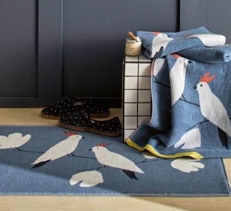 Полотенце "Blanc des Vosges" PERRUCHES DENIM велюр/жаккард, 50х90 (синий)