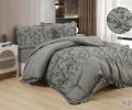 Постельное бельё c одеялом EFOR SATEN с вышивкой "ЦВЕТЫ" (серый), Евро