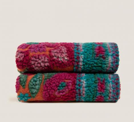 Плед шерстяной Frati "JAIPUR" (розово-бирюзовый), 150x190