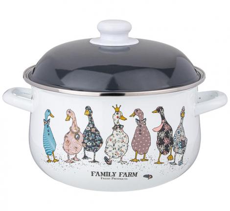 Кастрюля эмалированная с крышкой "FAMILY FARM", 5.0 л