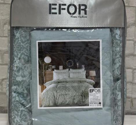 Постельное бельё c одеялом EFOR SATEN с гипюром "ОРНАМЕНТ" (зелёный), Евро