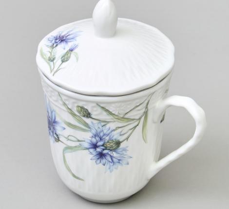 Кружка заварочная "ВАСИЛЬКИ" с крышкой и ситом, 350 мл