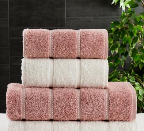 Комплект махровых полотенец "METEOR" (50x90/2 шт.)(70х140/2 шт.) 4 шт TUROVA, брусничный-кремовый