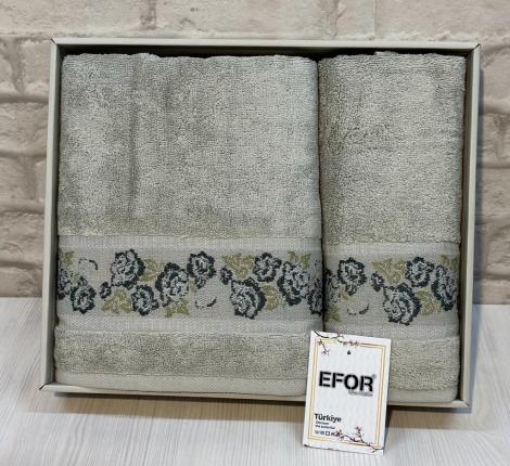 Набор махровых полотенец EFOR &quot;ROZALINA&quot; (50*90,70*140), серый