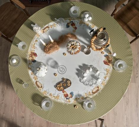 Скатерть круглая с пропиткой "ЗОЛОТАЯ КУРОЧКА", 220 см