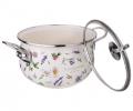 Кастрюля эмалированная со стеклянной крышкой "FLOWER STORY", 2,8 л