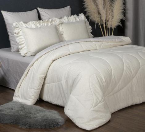 Постельное белье с одеялом "Kazanov.A." Solid Linen Satin (натуральный бежевый) Сатин, Евро