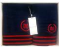 Комплект полотенец с вышивкой 30x50-50x100-70x140 Maison D'or &quot;DELON&quot;, синий/красный