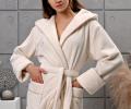 Халат женский трига с капюшоном "AMBIELLA  A-1215" кремовый, L/XL