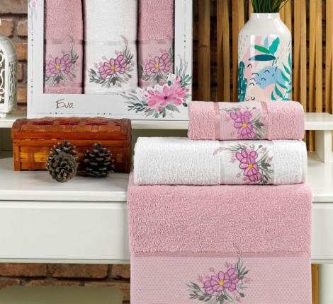 Комплект махровых полотенец &quot;MERZUKA&quot; (50x90/1)(70х140/1) 2 шт. EVA, светло-розовый
