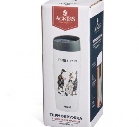 Термокружка с кнопкой-стоппером "FAMILY FARM", 360 мл