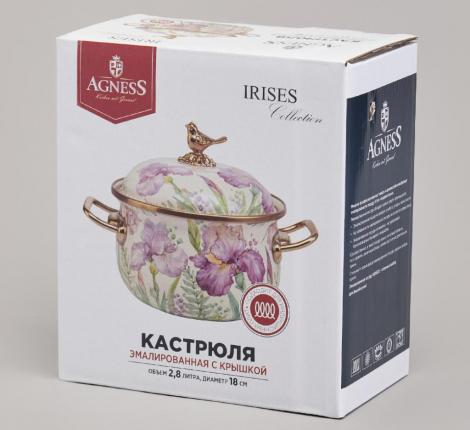 Кастрюля эмалированная с крышкой AGNESS "ФЛАНДРИЯ", 2,8 л