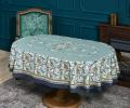 Скатерть овальная с пропиткой "ЛИСТЬЯ МОРРИСА"  GOLD STRIPE, 160х220 см