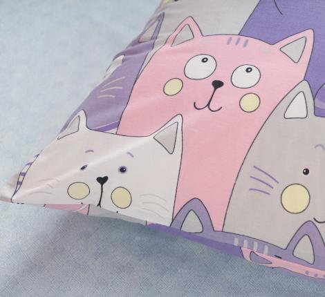 Постельное белье "Siberia" Котята (сиреневый) Ранфорс, 1,5 спальный