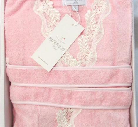 Халат женский махровый Maison D'or DINA розовый, XL(50)-XXL(52)