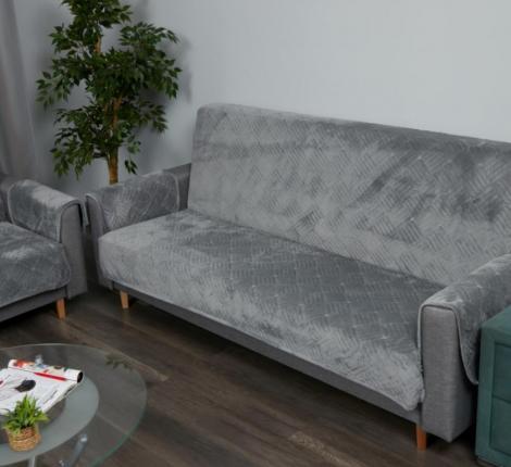 Комплект накидок  "Karteks" на диван 90х210 и два кресла 90х160 Квадрат, серый
