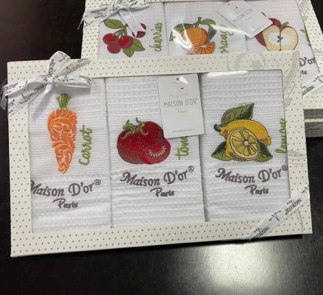 Комплект кухонных полотенец Maison D'or "FRUIT" 50х70-3шт, овощи