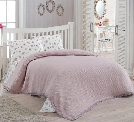 Покрывало вафельное с гипюром "DO&CO" 220x240 PETEK, лиловый