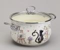 Кастрюля эмалированная со стеклянной крышкой "LAVANDER CATS", 3,8 л