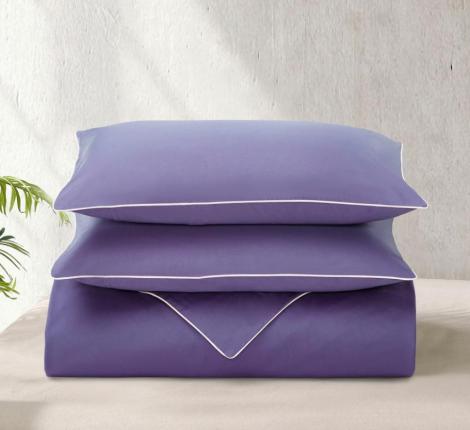 Постельное бельё "KARTEKS" сатин однотонный с кантом HK-05 (сиреневый), Евро