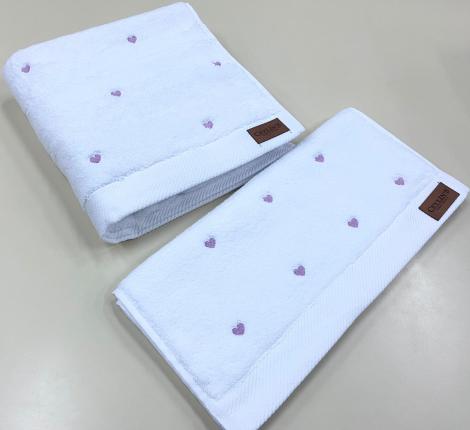 Полотенце микрокоттон AMBIELLA "KALPLI" 50x90, белый с лиловым