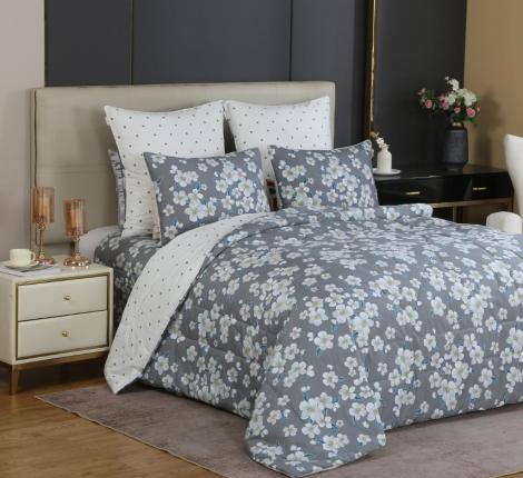 Постельное белье с одеялом "Kazanov.A." Зара (графит жемчуг) Сатин, 1,5 спальный